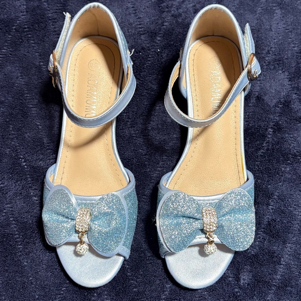 Adamumu Little Girls Glitter Bow Dress high heel shoes